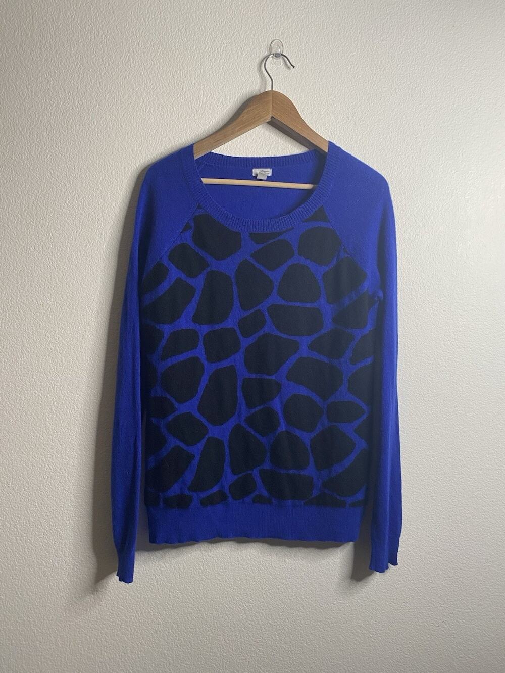 halogen girafe print cashmere sweater blue black XL Women’s
